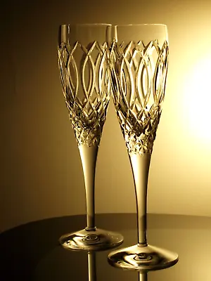 Buy Stuart Crystal Windsor Champagne Flutes Pair Vintage Signed • 40£