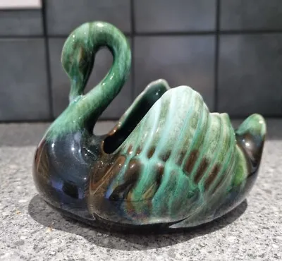 Buy Vintage Canadian Blue Mountain Pottery Drip Glaze Swan Trinket Bowl • 9.99£