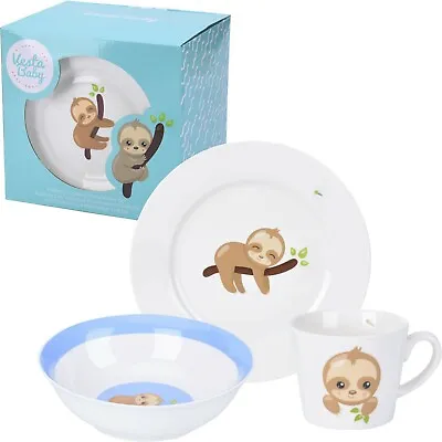 Buy 3 Piece Childrens Dinnerware - Kids First Ceramic Tableware Gift Set - Sloth • 12.99£