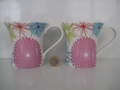 Buy 2  X  Portmeirion Pottery Flared Shaped Crazy Daisy Floral Multi Tea Coffee Mugs • 34.99£