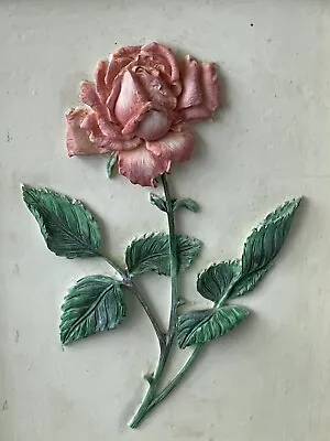 Buy M & S Hand Painted 3D Rose Pottery Wall Plaque Titled “Rosa Starina” Painting • 50.85£