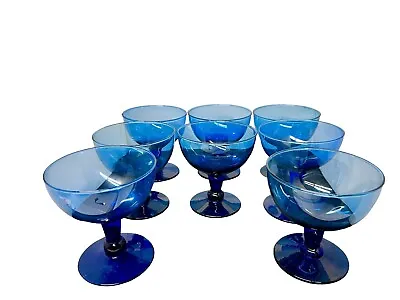 Buy Cobalt Blue Jombo Cocktail Sherbet Dessert Wine Glass Hand Blown Stemware - 8 • 43.92£