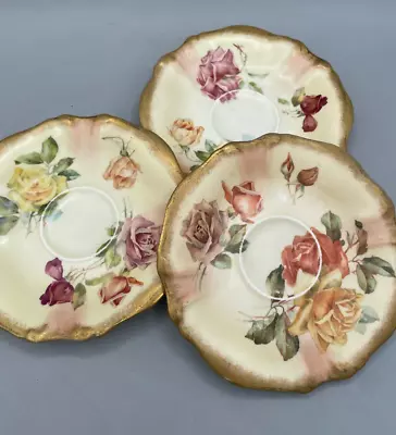 Buy Three Beautiful Hammersley  Saucers Decorated With Roses  ~ • 19.99£