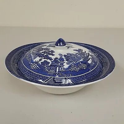 Buy Blue Willow Covered Serving Bowl With Lid Blue & White Johnson Brothers NEW • 56.74£
