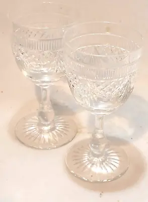 Buy Pair Edinburgh Crystal Engraved  Sherry Glasses 4 1/2” (11.4cm) Signed Older • 30£