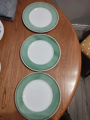 Buy Queens Bone China Green &White  Dinner Plate 10.6” X 3 • 15£