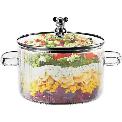 Buy Saucepan Stove Heat-resistant Glass Cooking Pot Salad Bowl Soup W/ Lid & Handel~ • 20.99£