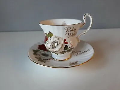 Buy Royal Park Staffordshire Bone China Ruby Wedding Cup And Saucer - Ex Condition • 4£