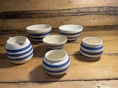 Buy Cornish Ware Blue And White 6 Piece Collection Inc Staffordshire Sugar Bowl • 90£