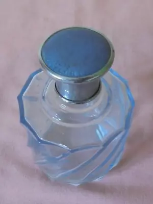 Buy Vintage Blue Glass Swirl Dressing Table Perfume Bottle + Blue Lid - Made England • 5.99£