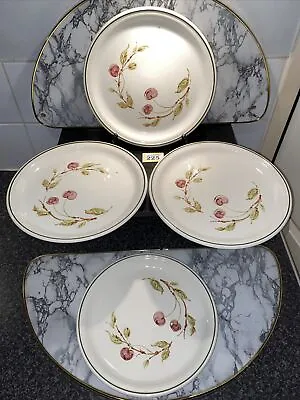 Buy 4x VINTAGE BARRATTS OF STAFFORDSHIRE 10”DINNER PLATE SET RETRO RED GREEN CHERRY • 9.75£