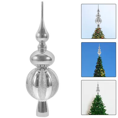Buy Unique Hand-painted Glass Xmas Tree Topper Silver • 8.20£