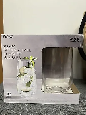 Buy Next Sienna Set Of 4 Tall Tumbler Glasses Dinning Table Kitchen Drinking Glass • 15.99£