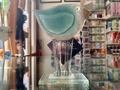 Buy Fused Glass Ornament Bird Teal - Nobilé Glassware - 1552-16 • 28.99£
