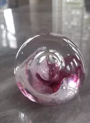 Buy Caithness Mooncrystal Paperweight, Pink, White Swirls, Excellent Condition • 10£
