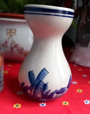Buy Hyacinth Bulb Vase, Vintage  Blue And White -  Windmill Pattern. • 6.50£