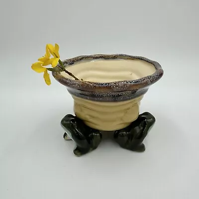 Buy Vtg Majolica Style Pottery Frog Planter Pot Footed 3 Frogs Succulent Planter • 21.35£