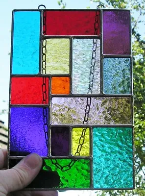 Buy Stained Glass Panel Abstract Geometric Suncatcher Handmade In England • 49£