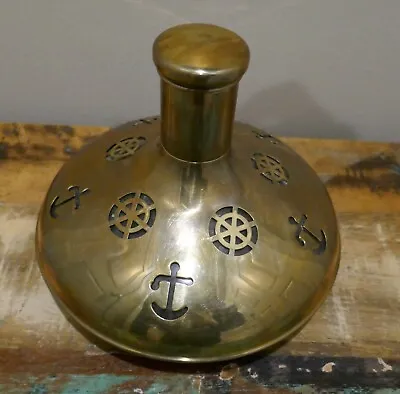 Buy Vintage Nautical BRASS On Glass Ship Theme Decanter With Cork Made In Sweden • 17.36£