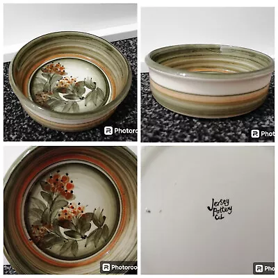 Buy Jersey Pottery C.L  Decorative Trinket Pin Dish Floral Stripe Green White Orange • 12£