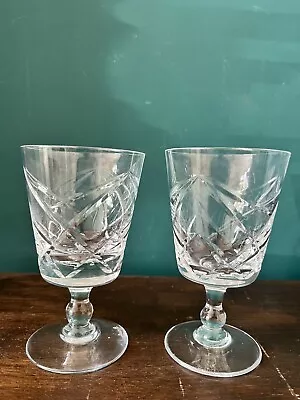 Buy VINTAGE ROYAL BRIERLEY CRYSTAL  CLARET WINE GLASSES X 2 5 5/8 INCHES • 25£