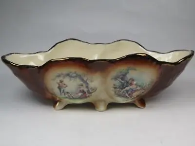Buy KLM Staffordshire Pottery Oval Shaped Vase/Jardiniere, Brown Regency Pattern • 8.99£