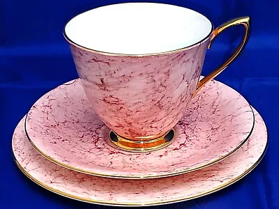 Buy 1950s ROYAL ALBERT BONE CHINA GOSSAMER PASTEL PINK TEA CUP SAUCER & PLATE SUPERB • 16.99£