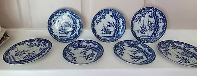 Buy 7 Nippon Blue Cherry Blossom Porcelain Noritake?  Saucers Slightly Different • 33.78£