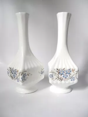 Buy Pair Of Bud Vases Fine English Bone China Stratfordshire Glossy White Flower • 31.86£