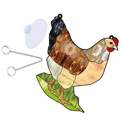 Buy Chicken Stained Glass Window Hanging For Home And Office Decor • 9.99£