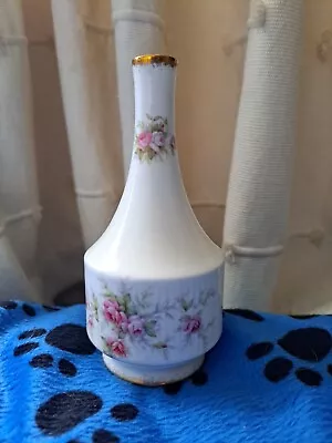 Buy Paragon Victoriana Rose Vase Fine Bone China Bud Vase Pink Roses & Brushed Gilt • 8£