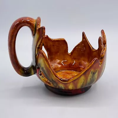 Buy Vintage Pottery 1970’s Candle Holder Votive Art Glazed Orange Brown Ceramic Hand • 23.63£