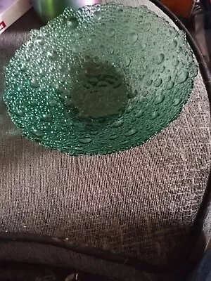 Buy Vintage 1960's Sklo Union Pavel Panek Green Bubble Glass Bowl 20cm Diameter • 1£