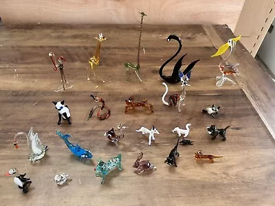 Buy Vintage Murano ?  Glass Figurines Animals Lot Of 23 Dogs Birds Giraffe Cats • 35£