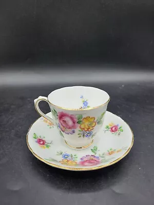 Buy New Chelsea Staffs England Bone China Tea Cup And Saucer Floral Roses Gold • 17.05£