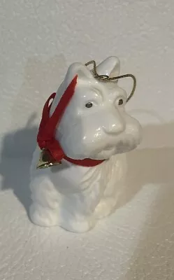 Buy Vintage White Scottie Dog Ornament Genuine Bone China, Gold Eyes, Taiwan • 14.45£