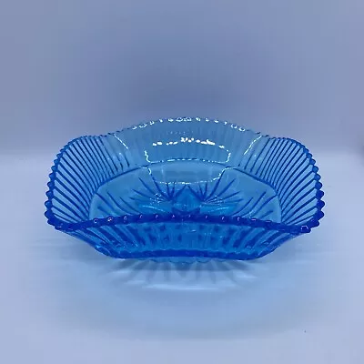Buy Vintage Sowerby Pressed Glass, Square Bowl With A Star Design, Turquoise/blue • 16.50£