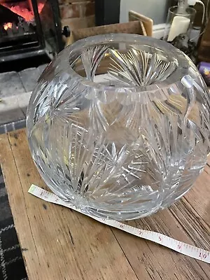 Buy Cut Glass Ball Heavy Round Vase Handblown • 15£