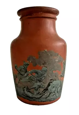 Buy Antique Prattware Red Terracotta Pottery  Vase 4  Hunting • 23.28£