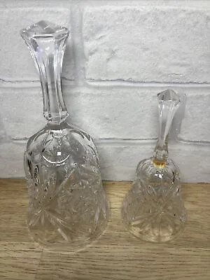 Buy X2 Glass Vintage Decorative Glass Bells One 7” One 5.5” In Heights Please Read • 5.99£