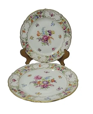 Buy Set 2 Dresden Schumann Bavaria Empress Flowers Dinner Plates -  9 1/2  • 96.07£