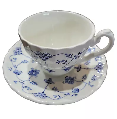 Buy Vintage Myott Finlandia Cup And Saucer Staffordshire England 1982 Blue & White • 6.21£