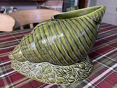 Buy Vintage Holkham Pottery Shell Vase - Green - Large • 45£