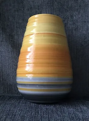 Buy Art Deco Shelley Orange - Yellow - Grey 5” Striped Vase 913  • 25£