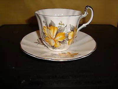 Buy Royal Adderley Teacup & Saucer, Pattern #H1380, Yellow Flowers! • 7.70£