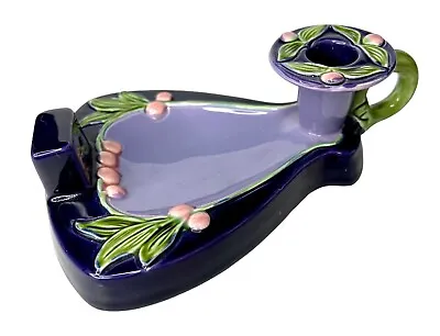 Buy RARE Eichwald Majolica Pottery Candle Holder Czech Art Nouveau Purple Green 3564 • 47.41£