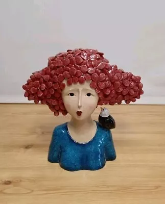 Buy Modern Art Pottery Red Haired Lady Ornamental Bust 'A Little Bird Told Me'  • 49.99£