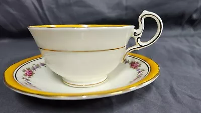 Buy Aynsley Tea Cup And Saucer Mini Cabbage Rose And Yellow Bone China England • 19£