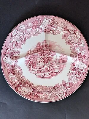 Buy Vintage Woods Ware, Enoch Woods English Scenery Pink Divided Dish Plate • 9.50£