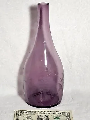 Buy Old Amethyst Purple Wine Decanter Etched Grape Clusters & Vines Depression Look! • 10.65£